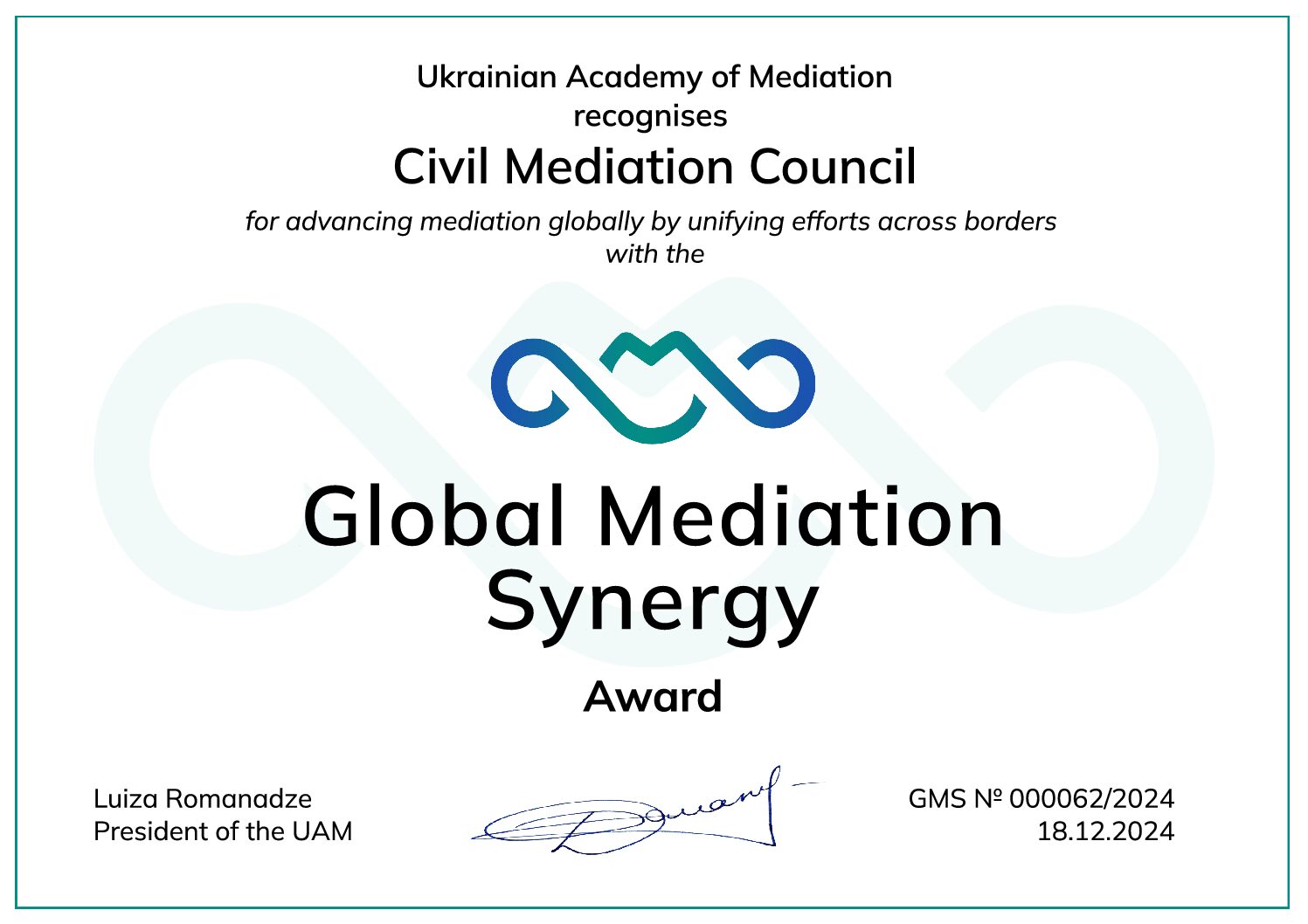 The CMC Receives Global Mediation Award from UAM — Civil Mediation